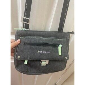 Sherpani Crossbody Purse Bag Zooma Gray Black Mint Green Accents Canvas